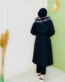 Resim Armalı ve Kürklü Mont Siyah - 38 