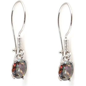 Resim Nusret 925 Ayar Gümüş Oval Küçük Boy Mistik Topaz Taşlı Küpe 