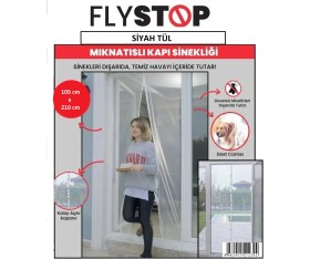 Resim Fly Stop Mıknatıslı Kapı Sinekliği 105X210 cm Siyah Tül Yırtılmaya Dayanıklı Cırt Bantlı 