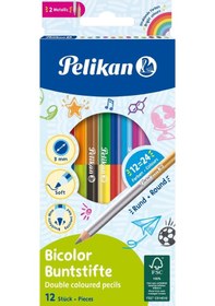 Resim Pelikan Kuru Boya Çift Uçlu 12 Li Çift Taraflı Kuru Boya Kalemi 24 Renk 