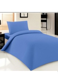 Resim Sinada Tek Kişilik Nevresim Seti %100 Pamuk 62 Tel Kumaş Mavi Mavi 