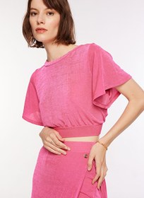 Resim Pierre Cardin Bisiklet Yaka Düz Pembe Kadın Bluz DIONA-B 