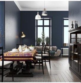 Resim Mor Damask Desen Masa Örtüsü - İnce Keten, Uluslararası Yıkama Ve Solmama Sertifikası Çok Renkli 