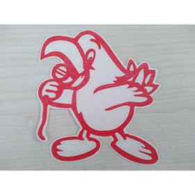 Resim Yerli Papağan Sticker Kırmızı 9x8cm (2ADET FİYATI) Papağan Etiketi, Papağan Çıkartması 
