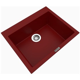 Resim Polex Cristalüx Granit Evye P-X60 Bordo Tezgah Altı Ve Tezgah Üstü Kare Mutfak Evyesi 60x50 CM 