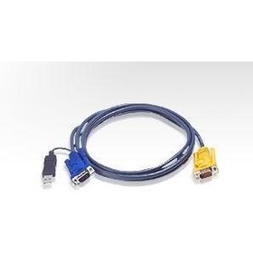 Resim ATEN-2L-5206UP USB KVM (Keyboard/Video Monitor/Mouse) Switch İçin Kablo, 6 metre, 1 x SPHD-15 Erkek <-> 1 x Monitör 15 pin HDB erkek, 1 x Klavye ve Mouse USB A erkek 