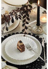 Resim Kütahya Porselen Bone Luz Yemek Takımı Platin 24 Parça 6 Kişilik 