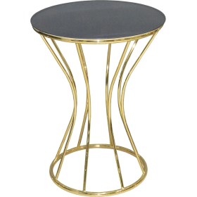 Resim Bengi Ticaret Fiskos Kumsaat Brc Model Sehpa Model Düz Siyah Temper Cam Metal Çelik Gold Kaplama Itinalı El Yapım 