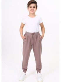 Resim Toontoy Kids Toontoy Erkek Çocuk Baskılı Beli Paçası Ribanalı Cepli Basic Jogger Eşofman Altı - 2 İplik Kahve 