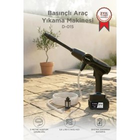 Resim Torima Şarjlı Yüksek Basınçlı Yıkama Tabancası Akülü Oto Araba Bahçe Temizleme Su Tabancası D015 Siyah 