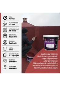 Resim Alkoru 13 Kg Kırmızı Kumlu Likit Membran Renkli Reçine Esaslı Sıvı Su Yalıtım Malzemesi 