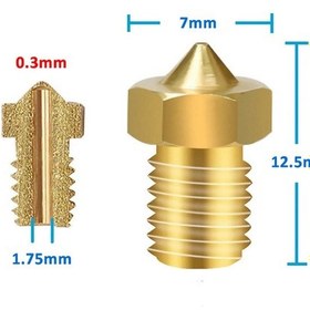 Resim 0.3mm x 1.75mm M6 Prinç Nozzle 3D Yazıcı Printer 1.75mm Filament Uyum MK8 CR-10 CR-10S Ender 3 