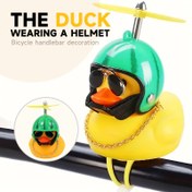 Resim Propeller ve Altın Zincirli Funky Karpuz Önlüklü Ördek - Şık Moda Gözlük PVC Motosiklet Gidon Süsü, Zencefil Sarısı Kaprisli Ördek Aksesuarı Doğum Günleri için, Partiler, Dış Mekan Eğlencesi, Doğum Günü Hediyesi, Tuhaf Dekor, Dayanıklı Dekor, Yenilikçi Dekor, Hediye Alıcılar 