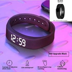 Resim Primepickings 2025 Unisex Sade Spor Elektronik Saat Usb Şarj Işıklı Adımsayar Hediye Siyah Diğer 