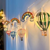 Resim Lysearain 64.96 İnç 10 Işıklı Gökkuşağı Sıcak Hava Balonu Işık Zinciri - Bohem Metal LED Peri Işıkları Noel, Doğum Günü, Mezuniyet Partisi Dekoru için (AA Pil ile Çalışır, Piller Dahil Değildir), Balon Işıkları, Bayramlık Süsleme, Fantezili Tasarım, Renkli Leds 