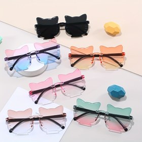 Resim 6 adet Sevimli Karikatür Kedi Kulaklı Gözlük - Şık PC Çerçeve ve Lens, Canlı Renkler, Gençler ve Gençler için Mükemmel, İdeal Ramazan/Paskalya/Mektep Hediyeleri, Kedi Kulaklı Gözlükler 