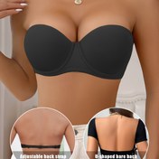 Resim Kadınlar İçin Şık Push-Up Sütyen - Ayarlanabilir Sırt Askılı ve U-Şekilli Omuz Açık Tasarım, Tel Destekli, Çıkarılmaz Dolgulu Göğüslikler, Günlük Konfor için Düz Renk, Askısız Push Up Sütyen, Rahat İç Giyim, Sensüel Lingerie Stili, Pürüzsüz Kumaş 