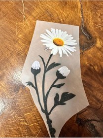 Resim Ütü İle Yapışan Papatya Transfer Baskı Arma 18x9 Cm 