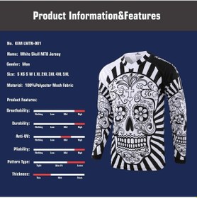 Resim Kırmızı - Mavi Kemaloce Uzun Kollu Erkek Mtb Jersey Hızlı Kuru Spor Motokros Forması Beyaz Kafatası Bmx Bisiklet Beyaz 