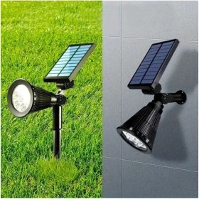 Resim 7W Güneş Enerjili Amber Işık Profesyonel Bahçe Sokak Dış Mekan Aydınlatma Projektör 2 Adet 