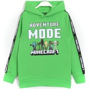Resim Minecraft Adventure Mode Baskılı Unisex Çocuk 2 İp Hoodie Yeşil 