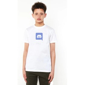 Resim Qivi Discord Logo Baskılı Unisex Çocuk Beyaz T-Shirt 