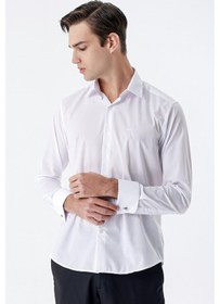 Resim İmza Beyaz Klasik Yaka Uzun Kol Cepsiz Slim Fit Basic Pamuklu Gömlek 1004255059 