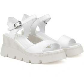 Resim Ziya, Kadın Hakiki Deri Dolgu Topuk Sandalet 1411020z2003 Beyaz 1411020z2003 500 Beyaz 