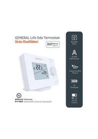 Resim General Mitra 260S RF Kablosuz Oda Termostatı Beyaz 