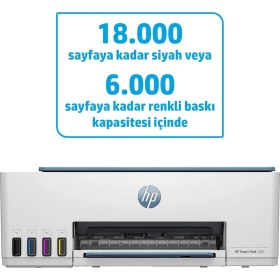 Resim Hp Wi-Fi Destekli Renkli Akıllı Tanklı Yazıcı Kablosuz Fotokopi ve Tarama Özellikli Çok Fonksiyonlu Yüksek Kapasiteli Ev ve Ofis Cihazı 