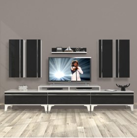 Resim Decoraktiv Ekoflex 8d Mdf Silver Tv Ünitesi Tv Sehpası - Beyaz - Siyah 