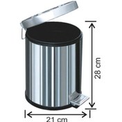 Resim A Kalite Paslanmaz Pedallı Çöp Kovası 5 Litre 