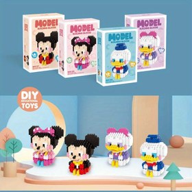 Resim Gerçek Yeni Disney Sevimli Mickey Karikatür Bebek Mikro Parçacık Yapı Bloğu Bulmaca Oyuncak 