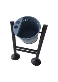 Resim Safirkom Metal Çöp Kovası, H Ayaklı, Siyah-Antrasit SÇ 30 SAH Açık Mavi 