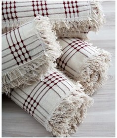 Resim %100 Pamuklu Dört Tarak Krem Buldan Işi Çekyat-Koltuk Örtüsü 180x180 