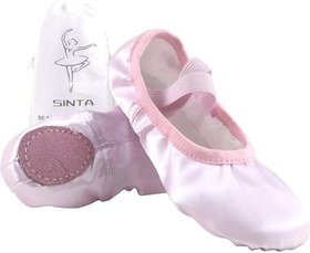 Resim Sinta Bale Ayakkabıları Saten Profesyonel Dans Terliği Yoga Jimnastik Terlik Bale Düz Deri Bölünmüş Taban Genç Kızlar Kadınlar için, Pembe UK Çocuk 6,5 