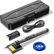 Resim USB dijital ekranlı lehimleme demiri, LCD ayarlanabilir sıcaklık ev aletleri DIY lehimleme demiri seti 