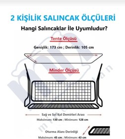 Resim Salıncak Minder Seti Tenteli 2 Kişilik Süngerli Siyah - Beyaz 130x45 Siyah Beyaz 