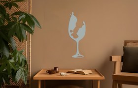 Resim Erkek Kadın Şarap Metal Duvar Dekoru - 100x38cm / Gümüş Gri 
