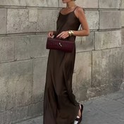 Resim Kadınlar İçin Şık Strapless A Kesim Maksi Elbise - Düz Kahverengi/Bej Boho Düğün Misafir Elbisesi, Arka Fermuarlı, Balolar, Partiler ve Özel Etkinlikler İçin Uzun Elbise, Tüm Sezonlar İçin Elde Yıkanabilir Resmi Akşam Elbisesi 