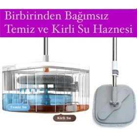 Resim Toshi Temiz Su Ve Kirli Su Ayıran Otomatik Temizlik Mop Seti 