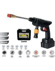Resim Oto Yıkama Tabancası Şarjlı Basınçlı Çantalı 