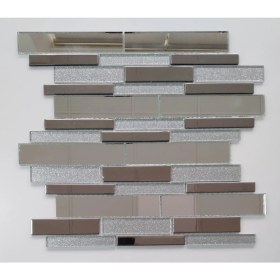 Resim MozaiKristaL Mutfak Tezgah Arası ve Iç Dekorasyon Için, Renksiz Ayna - Gümüş Sim - Gümüş Krom - Mix. Kristal Cam Mozaik ( 1 Koli = 11 File Karo = 1 m2 Fiyatıdır ) 