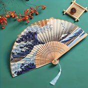 Resim Bambu Dalga Tasarımı Dans Fanı, Tülü ile Tradisyonel Hanfu Katlanabilir Kalem, Performanslar ve Dekor için Şarj Edilmemiş Plastik Hediye Kalem, Pil Olmadan 