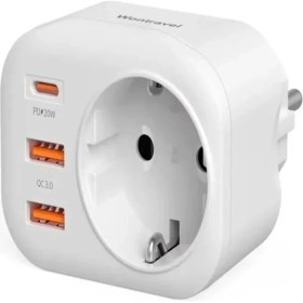 Resim HERŞEYBURDAMODA AC-115 2500W 3.4A 2usb 1type-C 1soket Akım Korumalı Şarj Adaptörü Priz Çoğaltıcı 