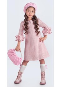 Resim Miss Clarice Kız Çocuk Fransız Bere, Çanta, Çorap Ve Elbise Takım Pembe 