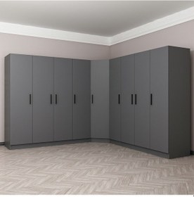 Resim Minar Kale 9 Kapaklı 4 Ç Köşe Dolap Antrasit 190cm 