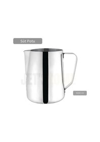 Resim Süt Potu Paslanmaz Süt Köpürtme Sürahisi Çelik Pitcher 1000 Ml 