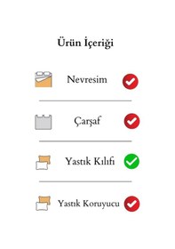 Resim Kalp Desenli - Yastık Kılıfı - 50x70 - 2 Adet - Fermuarlı Beyaz 