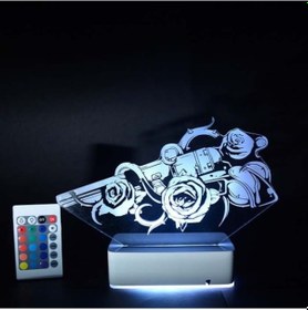 Resim Özel Tasarım Silah Ve Gül 3D Led Lamba 